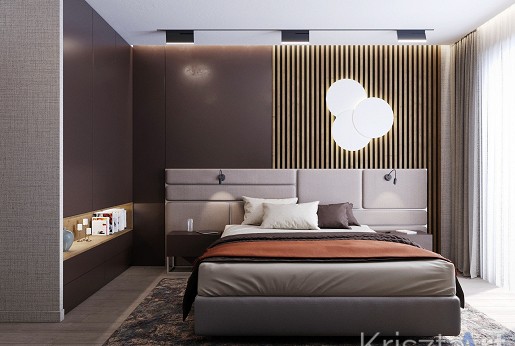 Elegáns hálószoba 14 négyzetméteren.