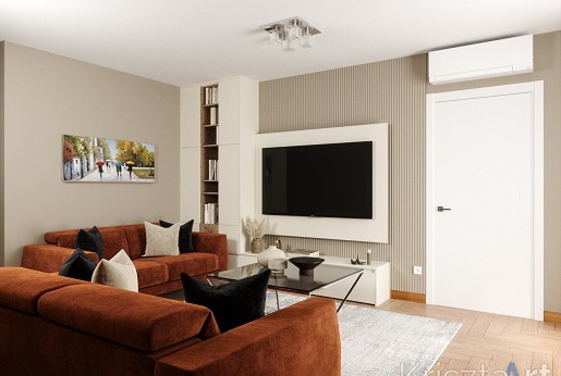 Budapesti lakás, kis alapterületű gyerekszobájának tervezése , média fal.