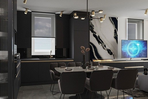 Masculine style in an apartment in Nyíregyháza